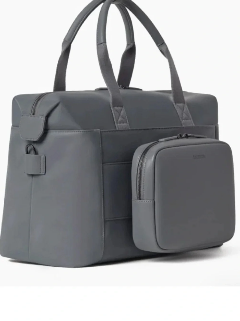 Monos Metro Duffel Bag Dove Gray Blue Weekender Carry On Vegan Leather Trolley